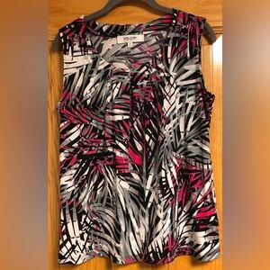 Jones Studio Sleeveless Top Black Pink Gray M